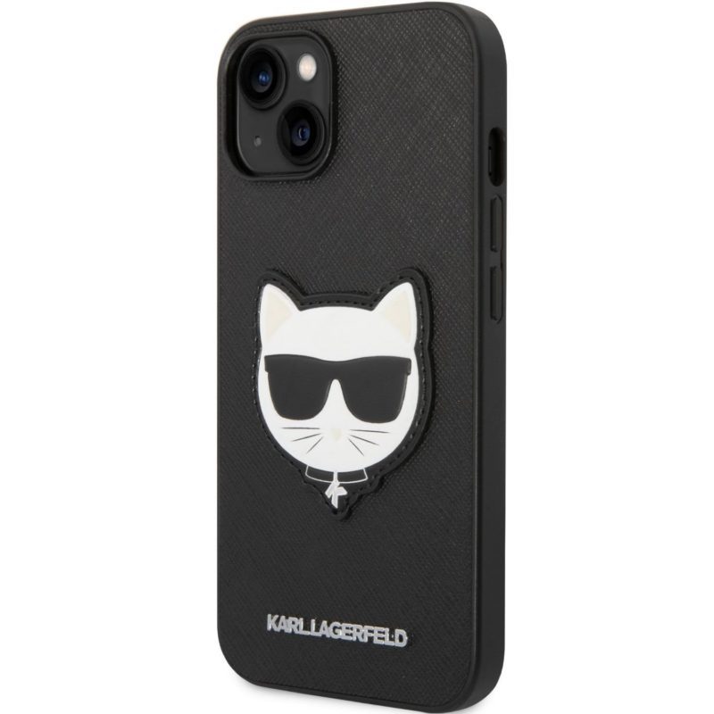 Karl Lagerfeld PU Saffiano Choupette Head Fekete iPhone 14 Tok