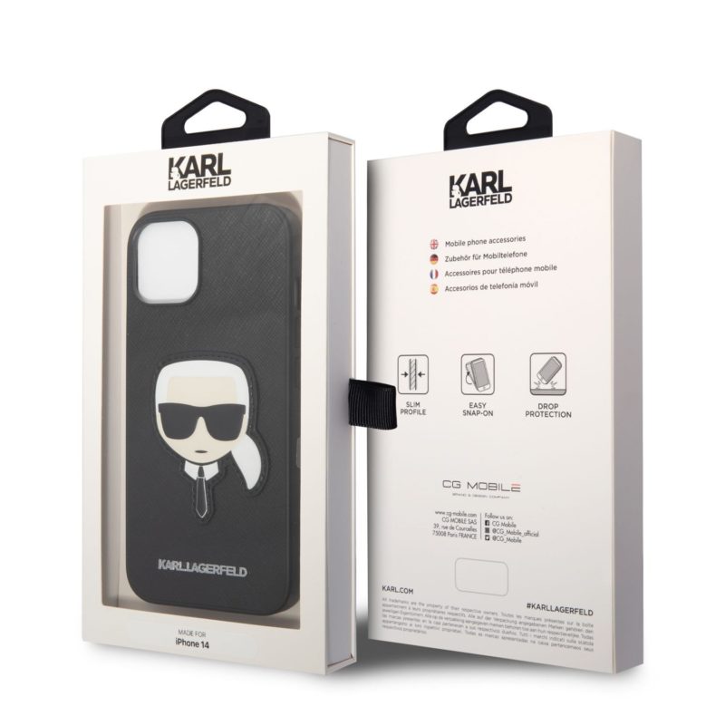 Karl Lagerfeld PU Saffiano Karl Head Fekete iPhone 14 Plus Tok