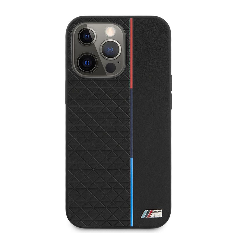 BMW PU Triangles Tricolor Line Fekete iPhone 13 Pro Tok