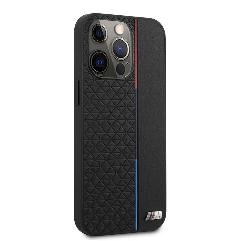 BMW PU Triangles Tricolor Line Fekete iPhone 13 Pro Tok
