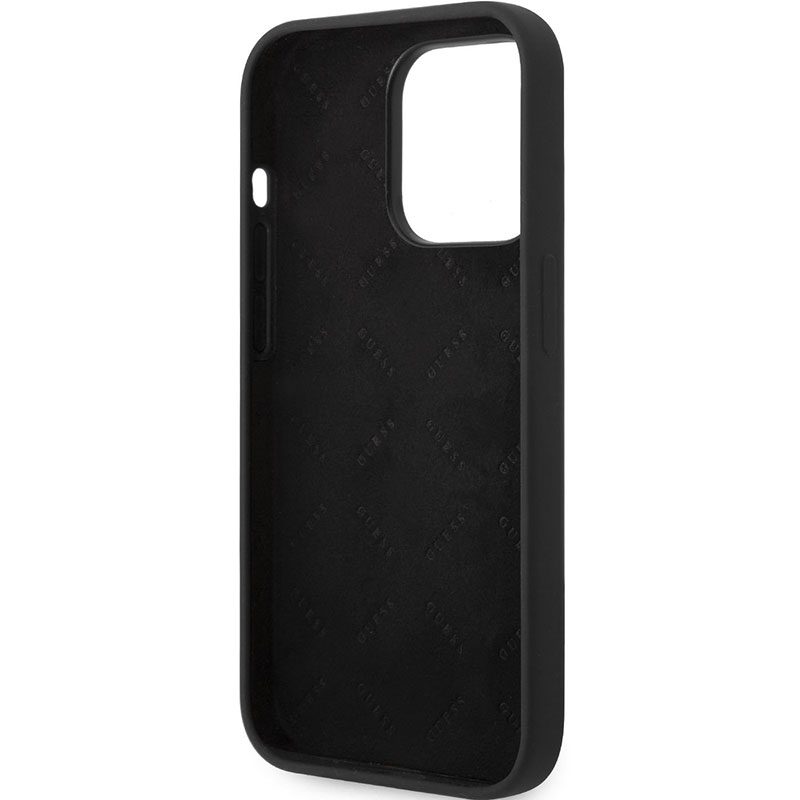 Guess Liquid Silicone Metal Logo Black iPhone 14 Pro Tok