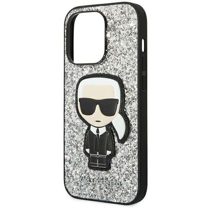 Karl Lagerfeld Glitter Flakes Ikonik Silver iPhone 14 Pro Tok