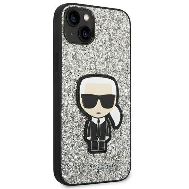 Karl Lagerfeld Glitter Flakes Ikonik Silver iPhone 14 Tok