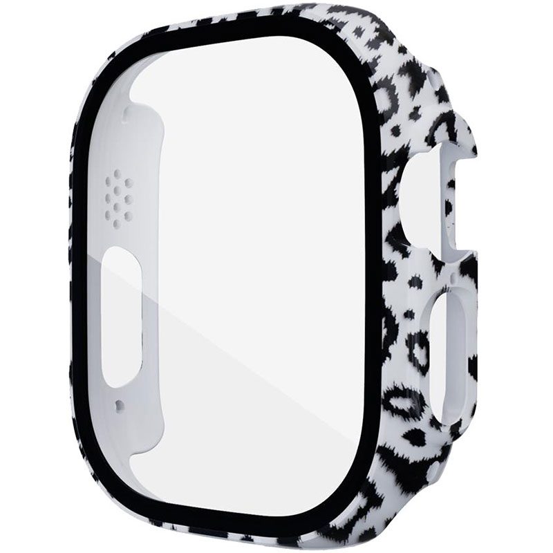 Üvegfóliás védőtok Apple Watch White Leopard