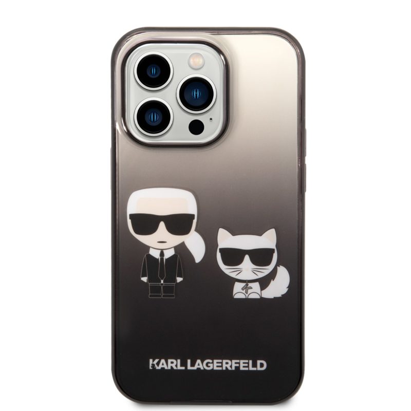 Karl Lagerfeld Gradient Karl and Choupette Fekete iPhone 14 Pro Tok