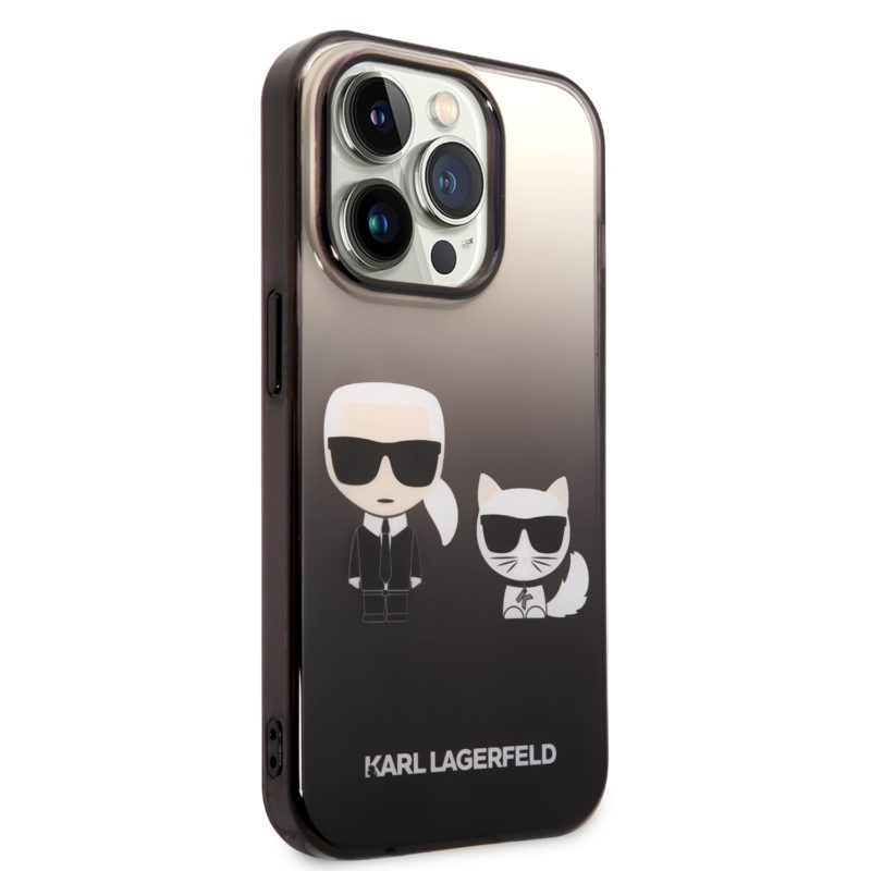 Karl Lagerfeld Gradient Karl and Choupette Fekete iPhone 14 Pro Tok