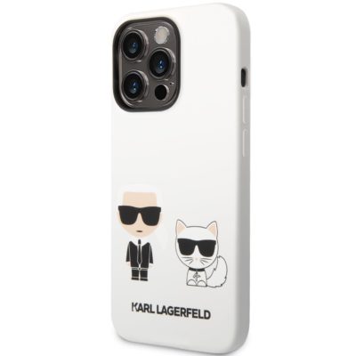 Karl Lagerfeld Liquid Silicone Karl and Choupette Fehér iPhone 14 Tok