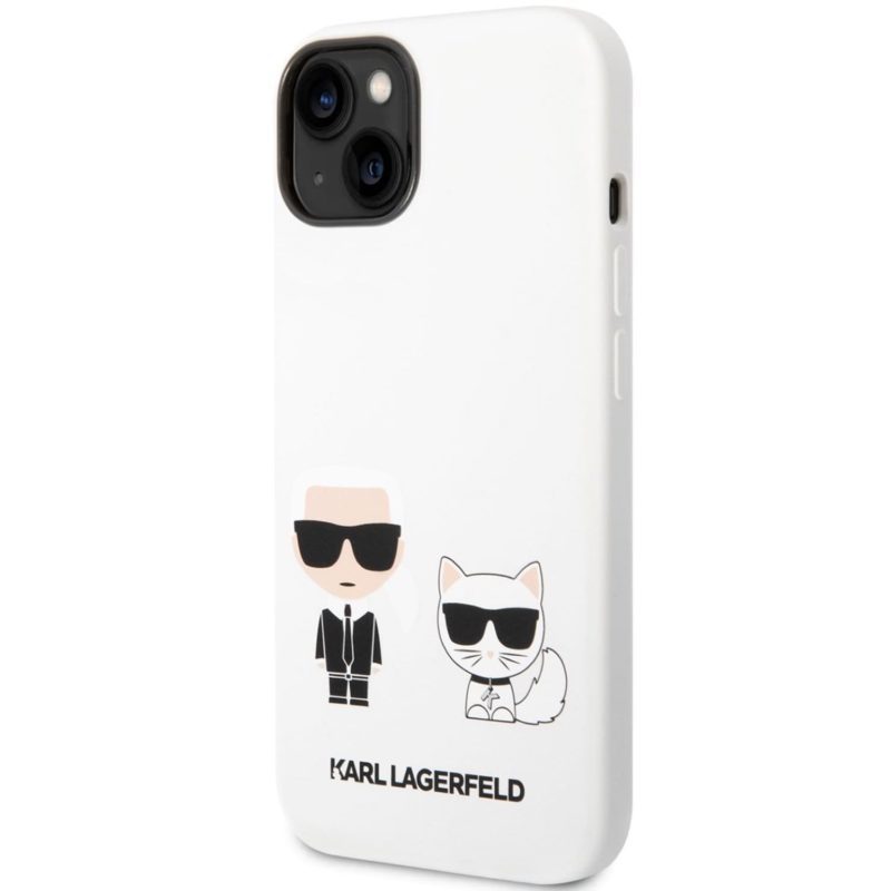 Karl Lagerfeld Liquid Silicone Karl and Choupette Fehér iPhone 14 Tok