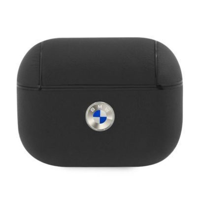BMW BMASSLBK Black Geniune Leather Silver Logo AirPods Pro Tok