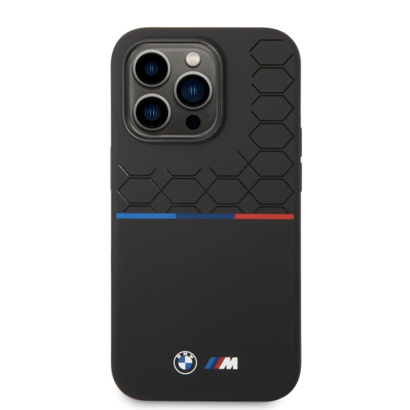 BMW M Liquid Silicone Tricolor iPhone 14 Pro Max Tok Black