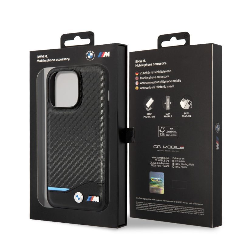 BMW M PU Carbon Blue Line iPhone 14 Pro Max Tok Black