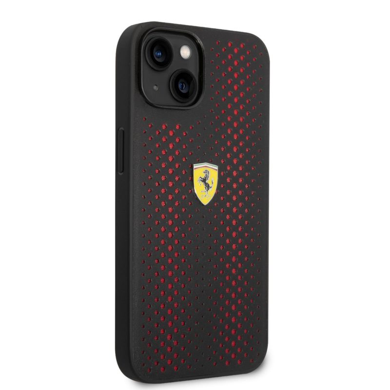 Ferrari PU Leather Perforated iPhone 14 Plus Tok Red