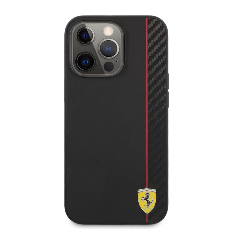 Ferrari Smooth and Carbon Effect iPhone 13 Pro Tok Black