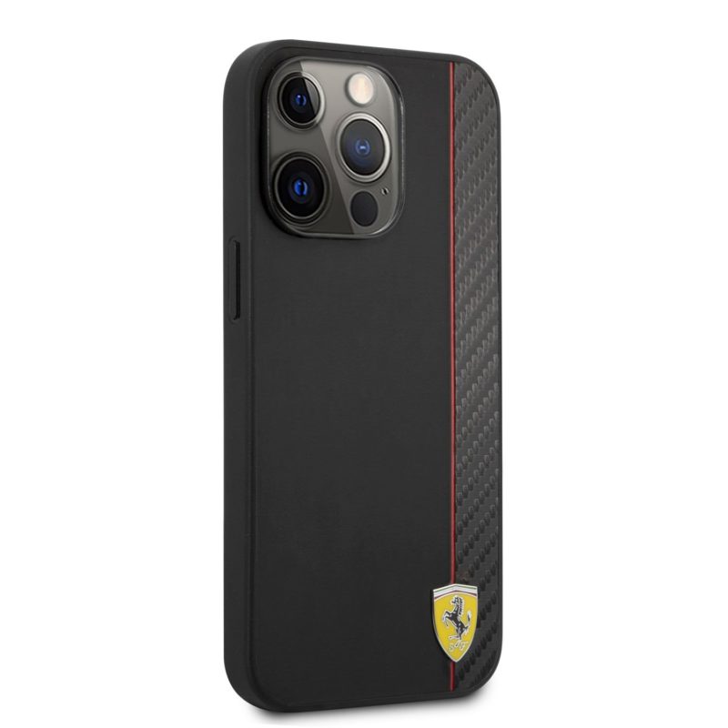 Ferrari Smooth and Carbon Effect iPhone 13 Pro Tok Black