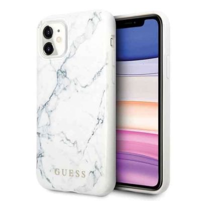 Guess Glitter Marble GUHCN61PCUMAWH White iPhone 11 Tok