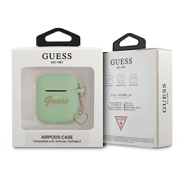 Guess GUA2LSCHSN Green Silicone Charm Heart Collection AirPods 1/2 Tok