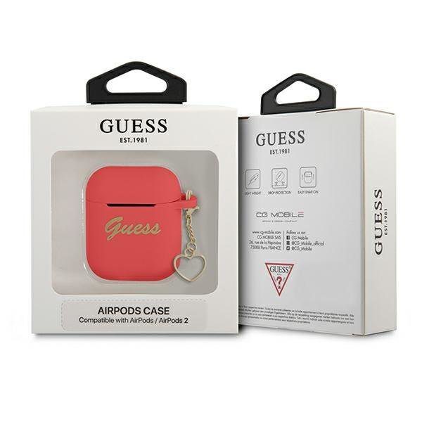 Guess GUA2LSCHSR Red Silicone Charm Heart Collection AirPods 1/2 Tok