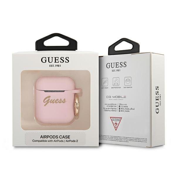 Guess GUA2SSSI Pink Silicone Vintage Script AirPods 1/2 Tok