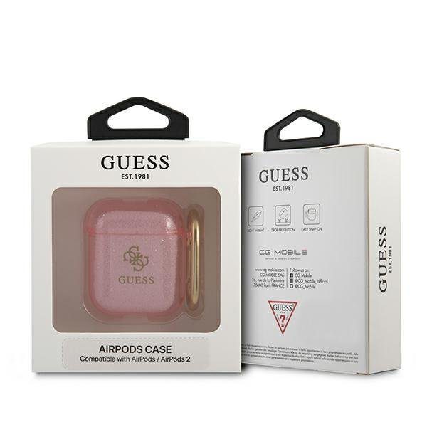 Guess GUA2UCG4GP Pink Glitter Collection AirPods 1/2 Tok