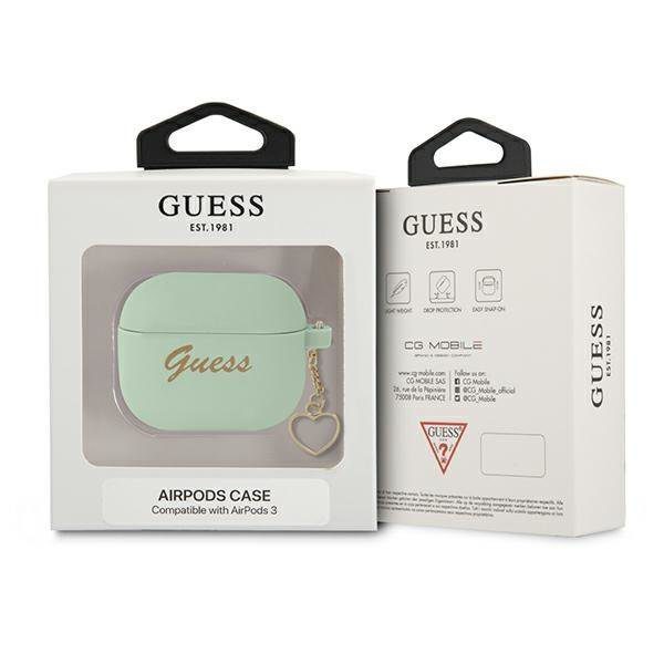 Guess GUA3LSCHSN Green Silicone Charm Heart Collection AirPods 3 Tok