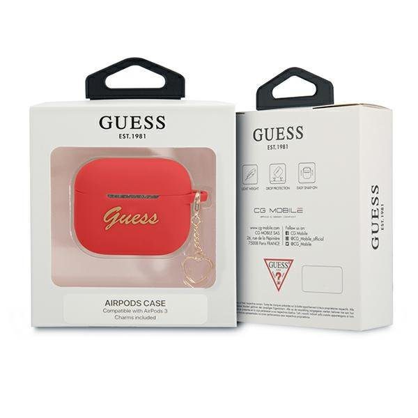 Guess GUA3LSCHSR Red Silicone Charm Heart Collection AirPods 3 Tok
