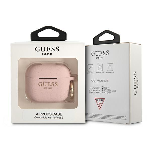 Guess GUA3SGGEP Pink Silicone Glitter AirPods 3 Tok
