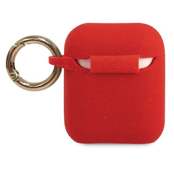 Guess GUACCSILGLRE  Ring Red/Glitter Silicone AirPods 1/2 Tok