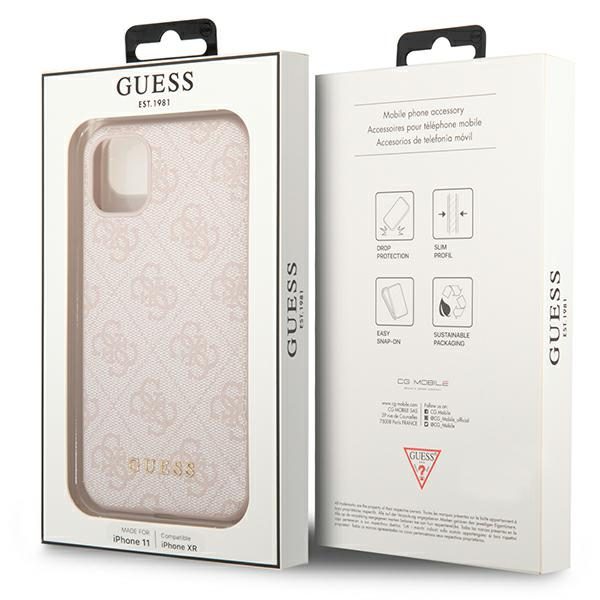 Guess GUHCN61G4GFPI Pink 4G Metal Gold Logo iPhone 11 Tok