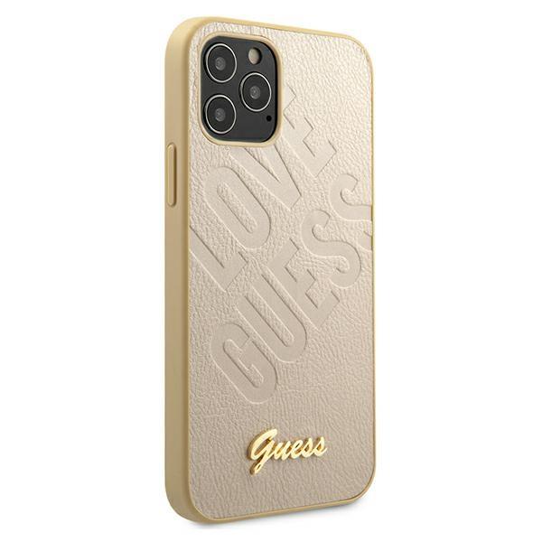 Guess GUHCP12LPUILGLG Gold Iridescent Love Script Gold Logo iPhone 12 Pro Max Tok