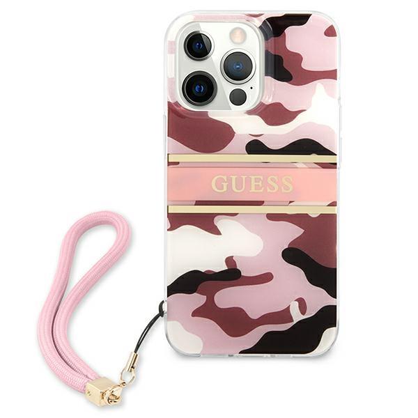 Guess GUHCP13LKCABPI Pink Camo Strap Collection iPhone 13 Pro Tok