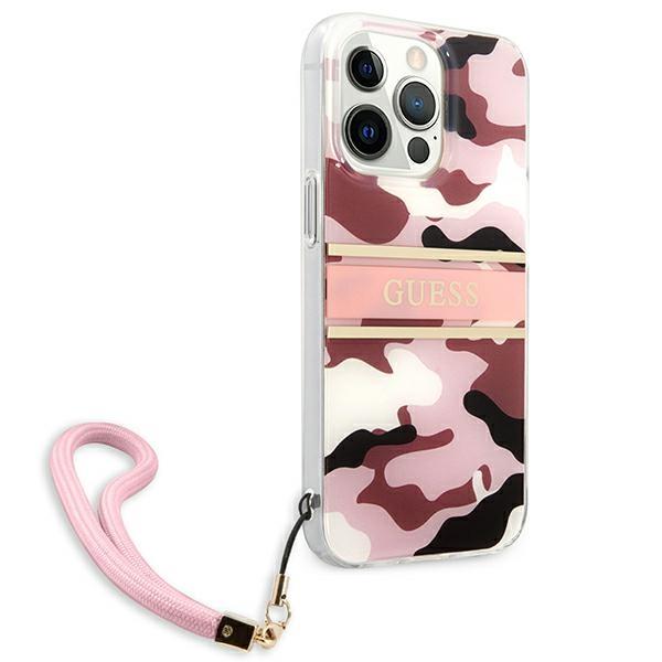 Guess GUHCP13LKCABPI Pink Camo Strap Collection iPhone 13 Pro Tok