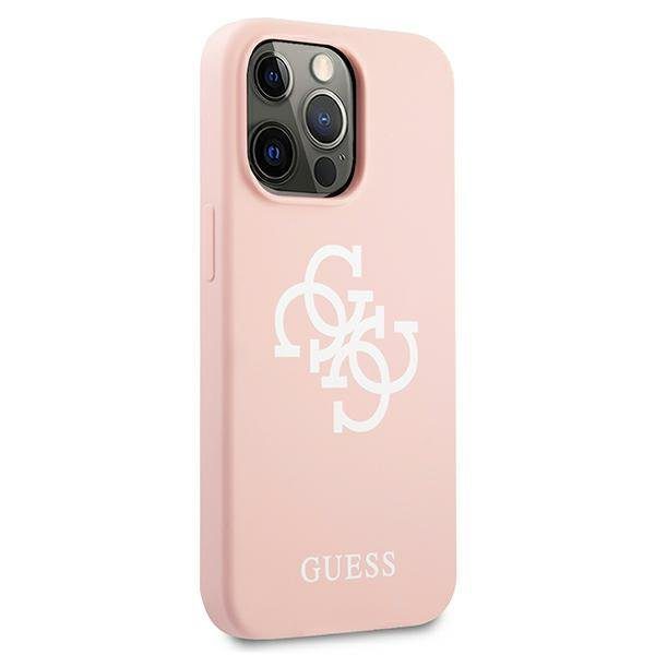 Guess GUHCP13LLS4GWPI Pink Silicone 4G Logo iPhone 13 Pro Tok