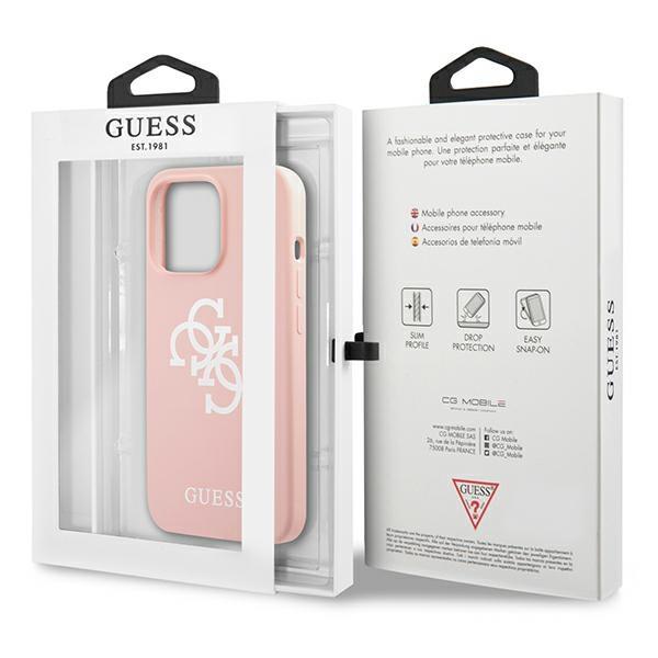 Guess GUHCP13LLS4GWPI Pink Silicone 4G Logo iPhone 13 Pro Tok