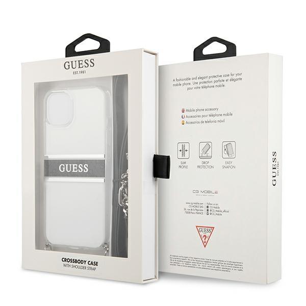 Guess GUHCP13MKC4GBSI Transparent 4G Grey Strap Silver Chain iPhone 13 Tok