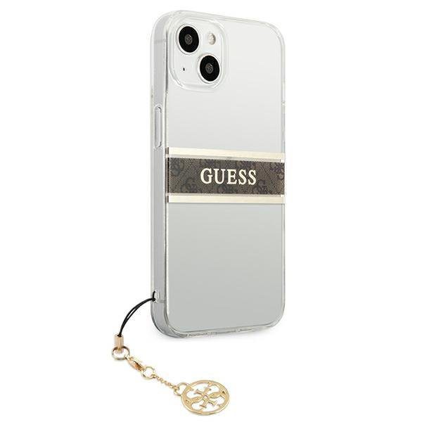 Guess GUHCP13SKB4GBR Brown Strap Charm Transparent iPhone 13 Mini Tok
