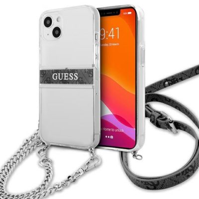 Guess GUHCP13SKC4GBSI Transparent 4G Grey Strap Silver Chain iPhone 13 Mini Tok