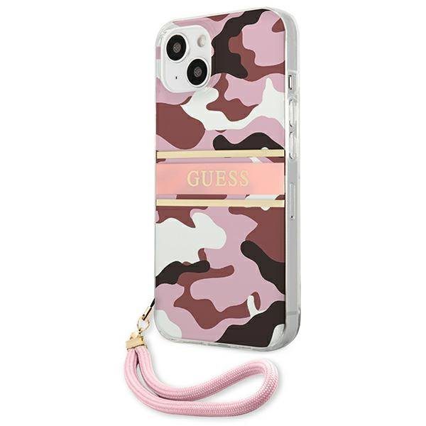 Guess GUHCP13SKCABPI Pink Camo Strap Collection iPhone 13 Mini Tok