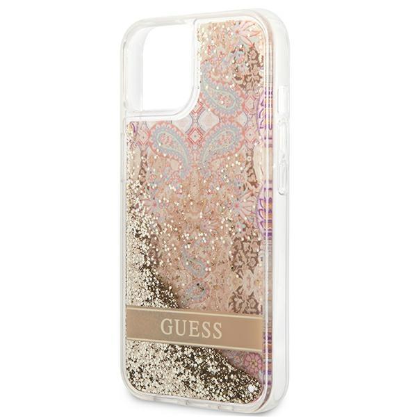 Guess GUHCP13SLFLSD Gold Paisley Liquid Glitter iPhone 13 Mini Tok