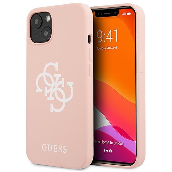 Guess GUHCP13SLS4GWPI Pink Silicone 4G Logo iPhone 13 Mini Tok