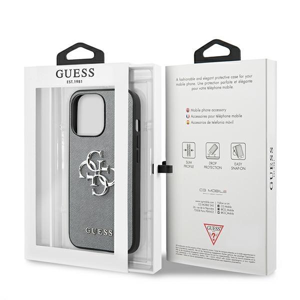 Guess GUHCP13SSA4GSGR Grey Saffiano 4G Metal Logo iPhone 13 Mini Tok