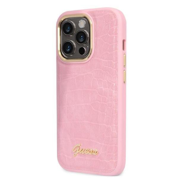 Guess GUHCP14LHGCRHP Pink Croco Collection iPhone 14 Pro Tok