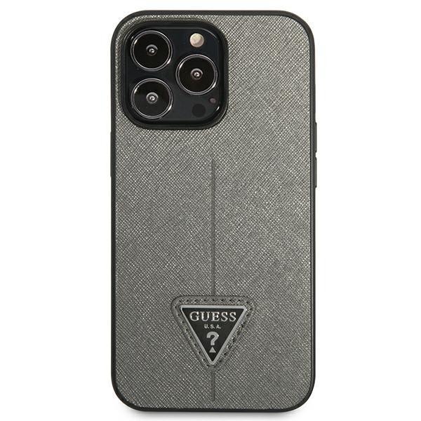 Guess GUHCP14LPSATLG Silver SaffianoTriangle Logo iPhone 14 Pro Tok