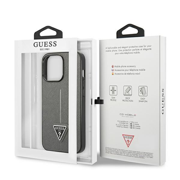 Guess GUHCP14LPSATLG Silver SaffianoTriangle Logo iPhone 14 Pro Tok