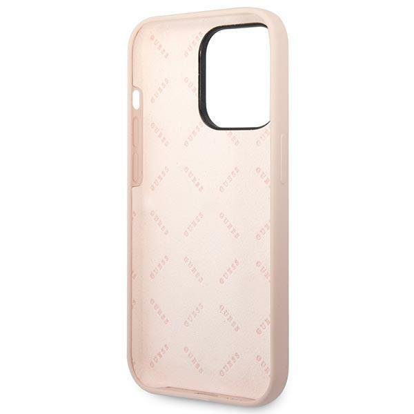Guess GUHCP14LSLTGP Pink Silicone Triangle iPhone 14 Pro Tok