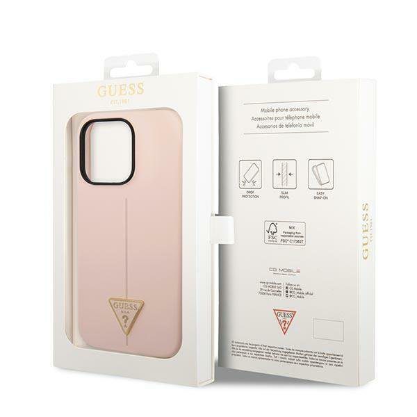 Guess GUHCP14LSLTGP Pink Silicone Triangle iPhone 14 Pro Tok