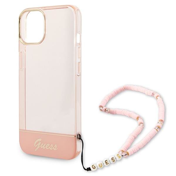 Guess GUHCP14MHGCOHP Pink Translucent Pearl Strap iPhone 14 Plus Tok