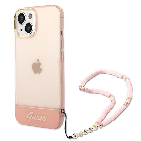 Guess GUHCP14MHGCOHP Pink Translucent Pearl Strap iPhone 14 Plus Tok