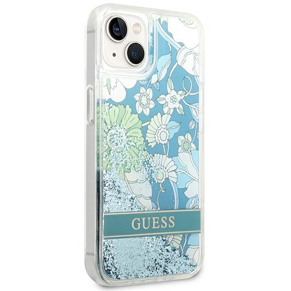 Guess GUHCP14MLFLSN Green Flower Liquid Glitter iPhone 14 Plus Tok