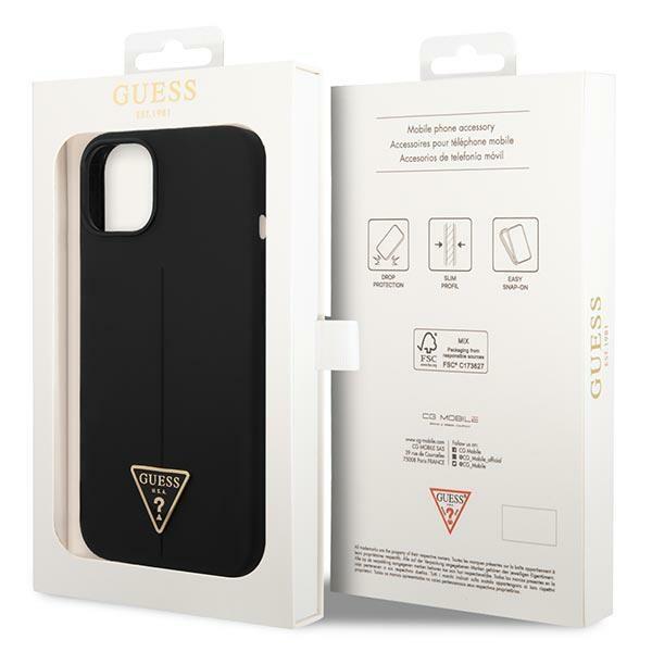 Guess GUHCP14MSLTGK Black Silicone Triangle iPhone 14 Plus Tok