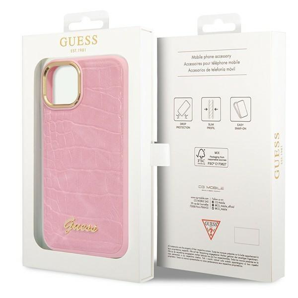 Guess GUHCP14SHGCRHP Pink Croco Collection iPhone 14 Tok